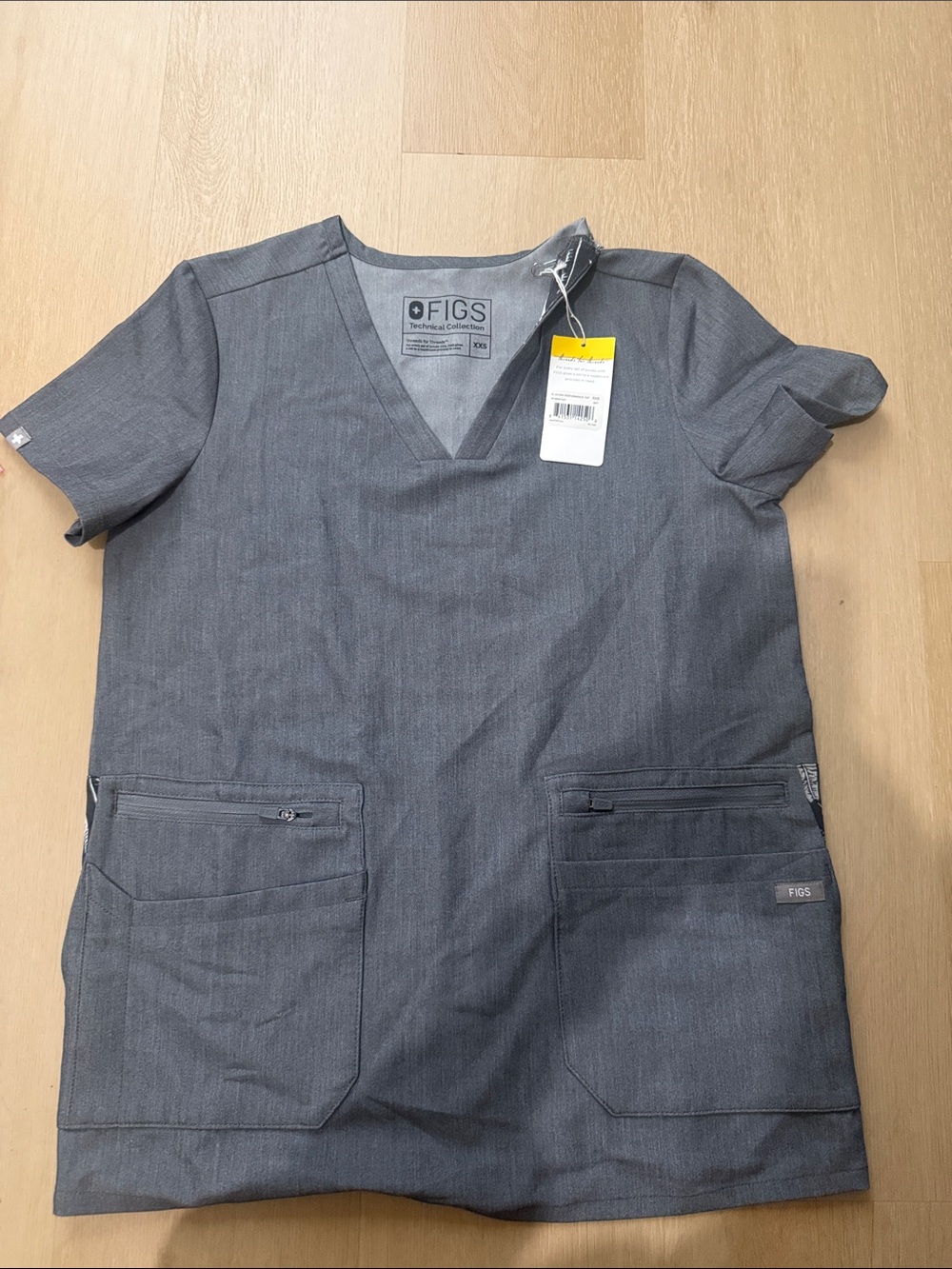 FIGS Men's Charcoal V-Neck Short Sleeve Scrub Top